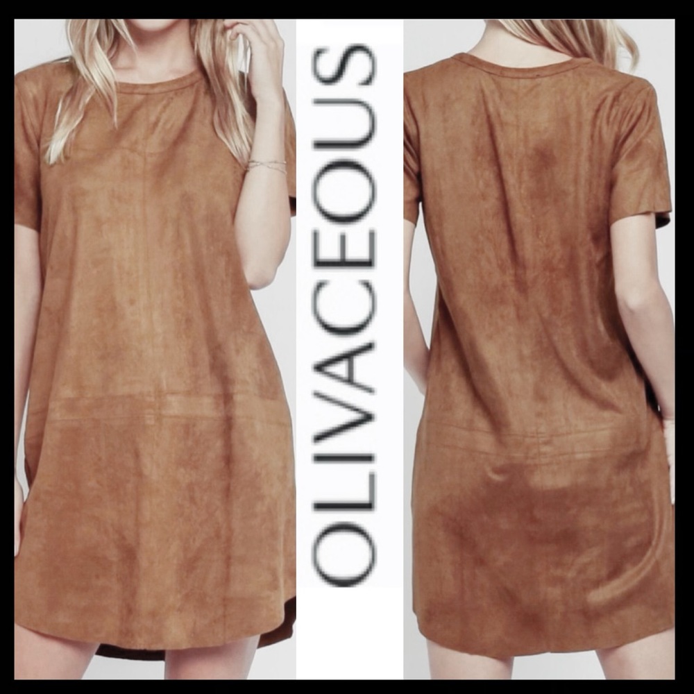 Olivaceous Vegan Suede Tee Dress